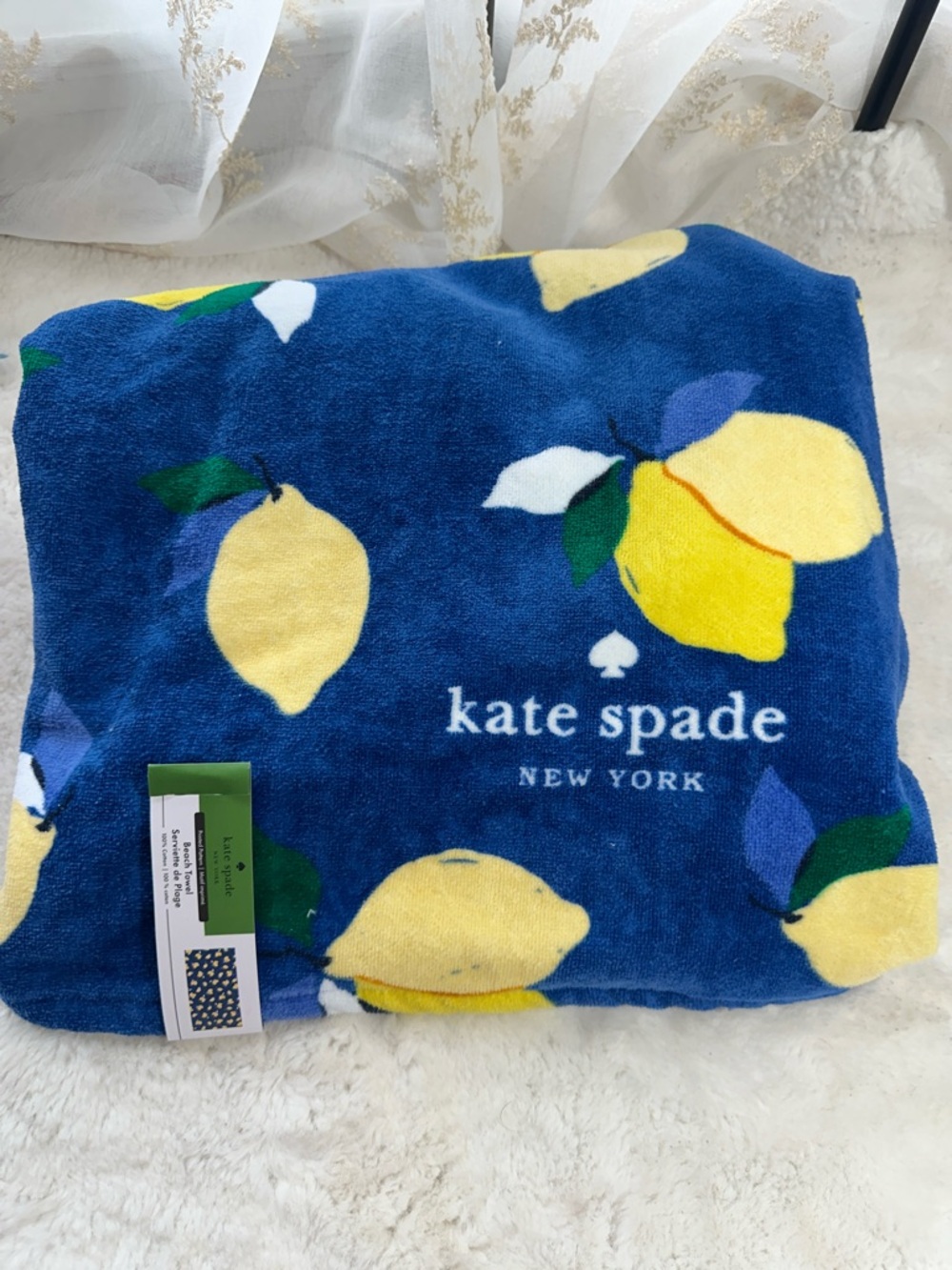 Kate spade lemon blue beach towel